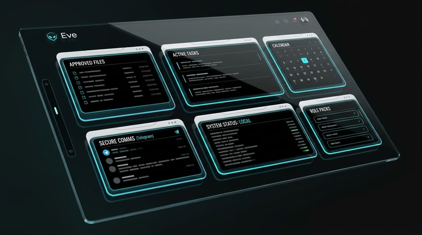 Eve H dashboard — email, calendar, chat interface
